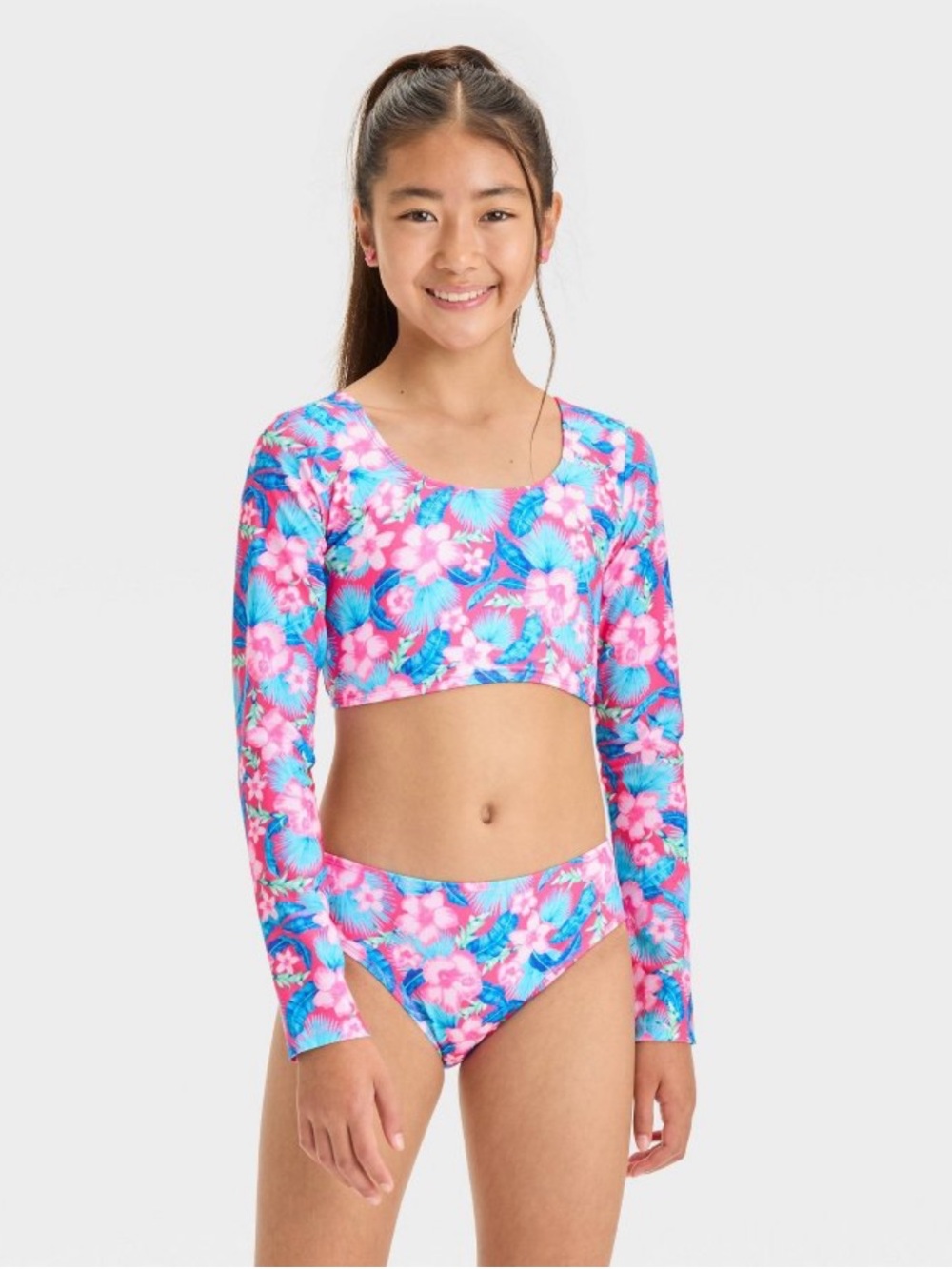 art class Girls' Floral Printed Rash Guard Set